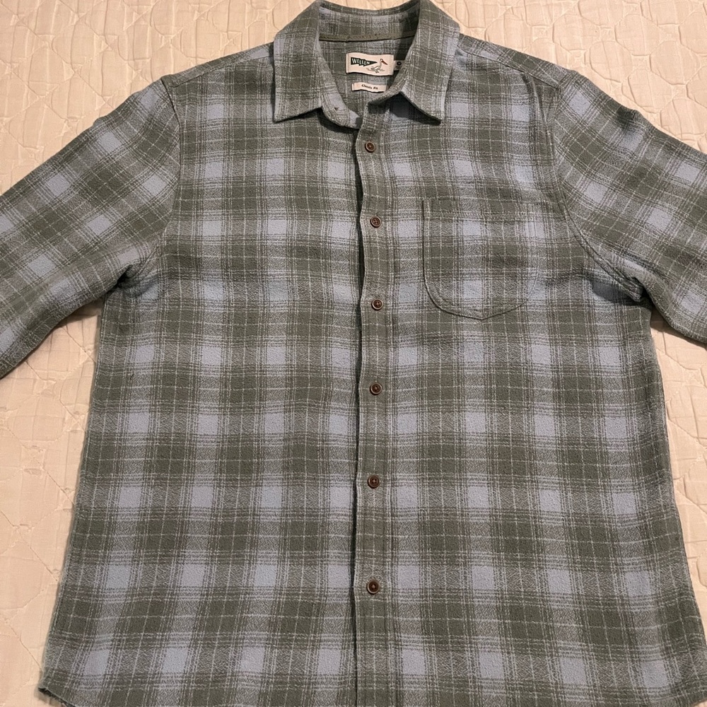 Wellen Green and Blue brushed flannel shirt